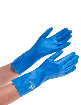 Pura PVC Lined Gloves Latex Free 12″ Long Medium Blue 1 Pair